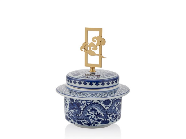 Lamedore Asia Bleu Blanc Yazılı Küçük Küp 19 x 19 x 24.5 Cm