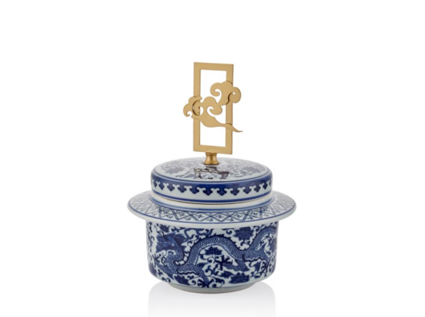 Lamedore Asia Bleu Blanc Yazılı Küçük Küp 19 x 19 x 24.5 Cm