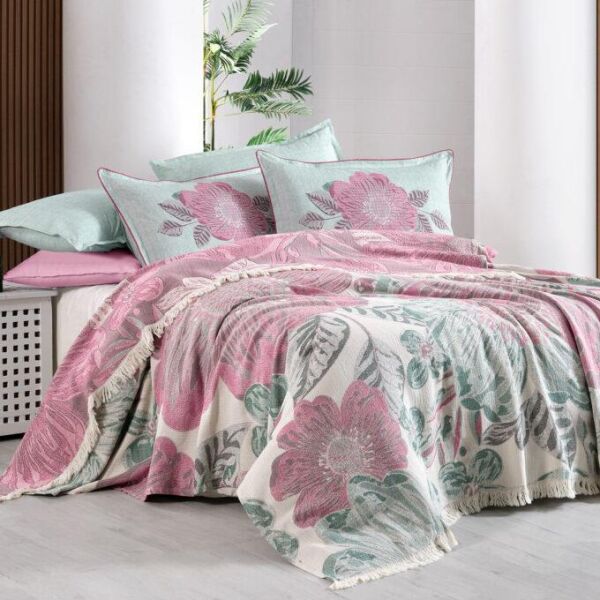 Sarev Flody Pike Takımı Çift Kişilik 2 Yastık Pembe