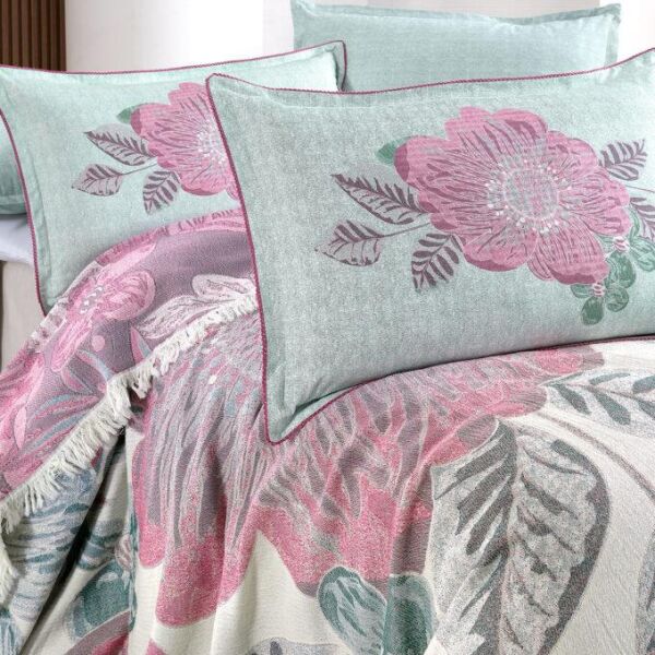 Sarev Flody Pike Takımı Çift Kişilik 2 Yastık Pembe