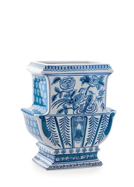 The Mia Dekoratif Küp Vazo Mavi 24x13x28 cm