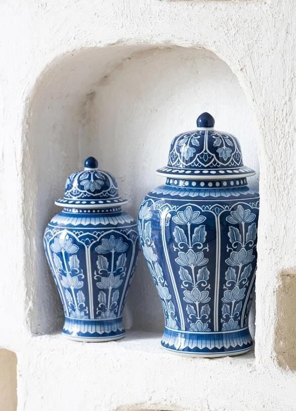 The Mia Dekoratif Kapaklı Küp Lacivert 26x26x47 cm