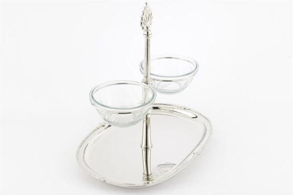 Mikasa Moor Gümüş 2li Cam Dip Soslu Oval Sunumluk 35x25x33cm