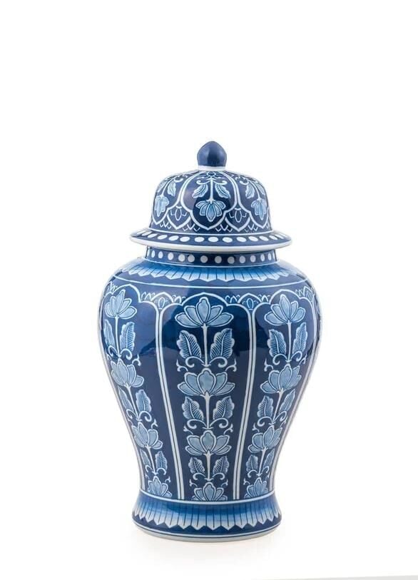 The Mia Dejkoratif Kapaklı Küp Lacivert 20x20x38 cm