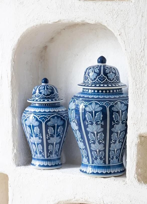 The Mia Dejkoratif Kapaklı Küp Lacivert 20x20x38 cm