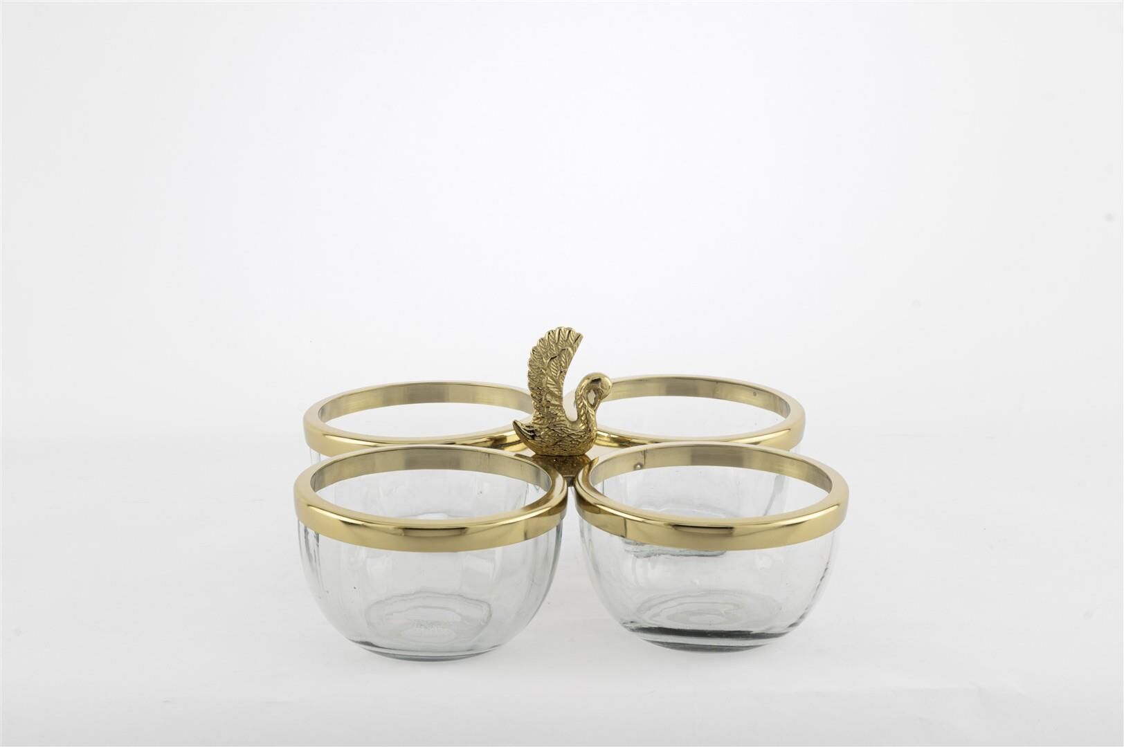 Mikasa Moor Gold Metalli 4 Bölmeli Cam Çerezlik 22x12cm