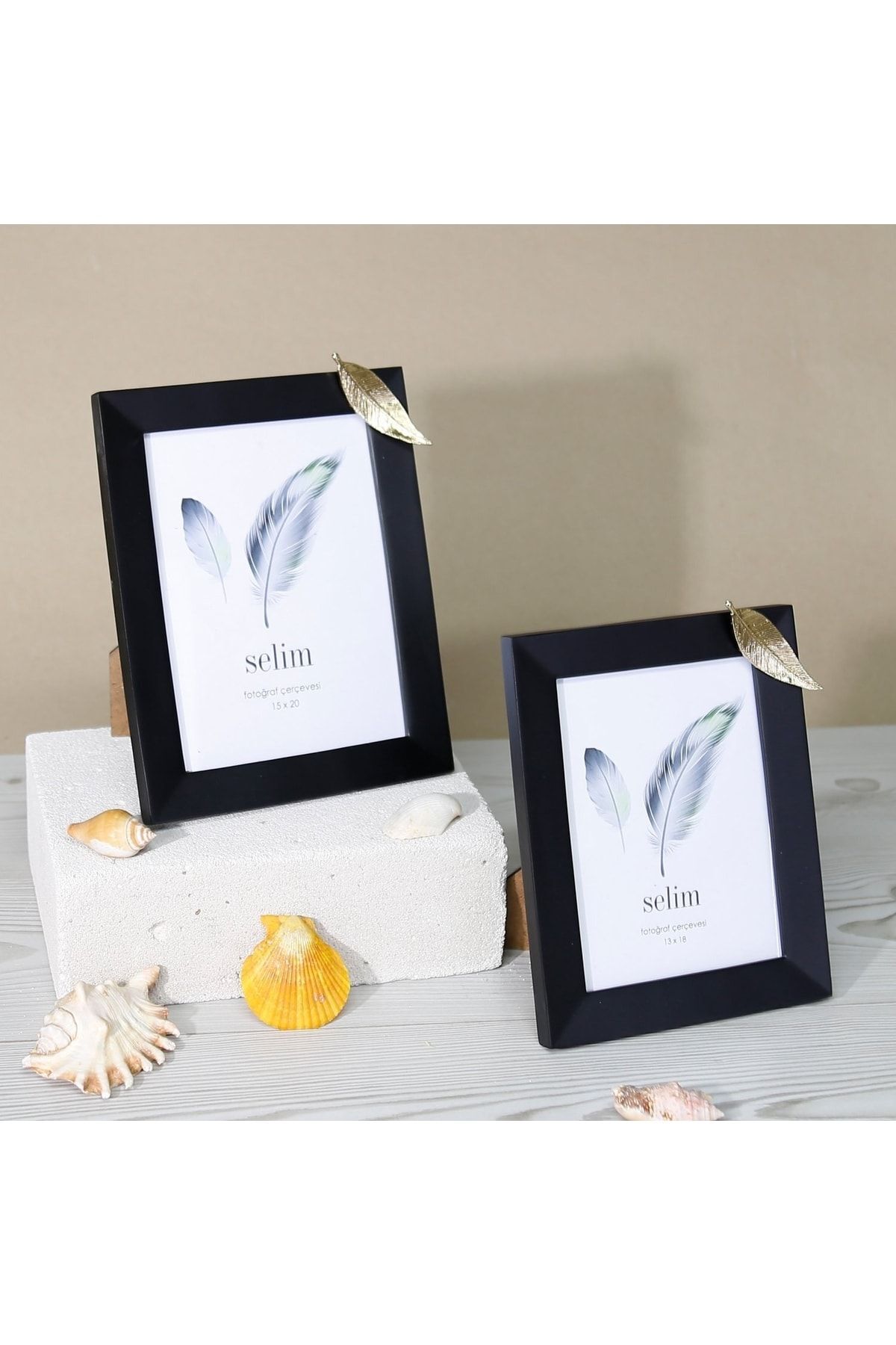 Selim Dekor Yapraklı 15x 20 Çerçeve Siyah Altın
