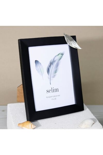 Selim Dekor Yapraklı 15x20 Çerçeve Siyah Gümüş