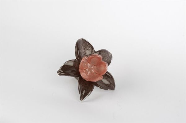 Mikasa Moor Kahve Somon Çiçek Cam Dekoratif 12x11cm