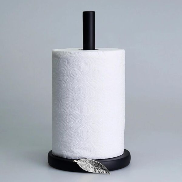 Selim Dekor Leaf Kağıt Havluluk Siyah-Gümüş