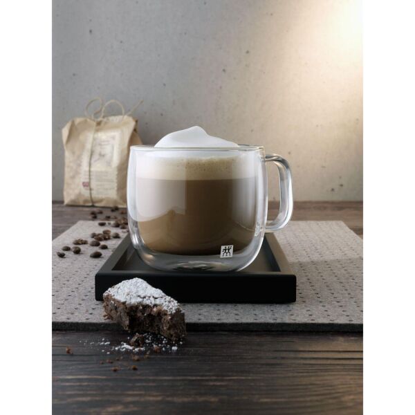 Zwilling 395001130 Çift Camlı Kulplu 2'li Cappucino Bardak Seti - 450 ml