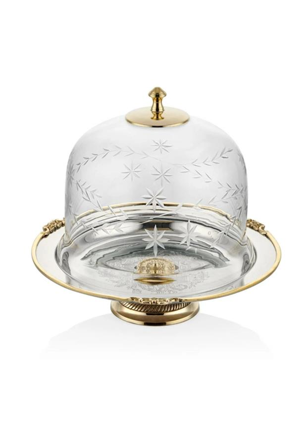 Lamedore Black Pearl Sade Küçük Boy Cam Kapaklı Kek Standı 24 x 24 x 21 Cm