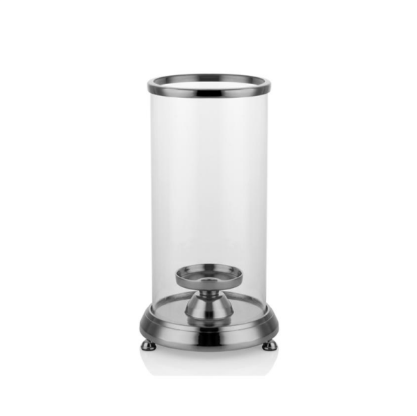 Lamedore Milana Duz Camlı Silver Mumluk 18.5 x 34.3 Cm