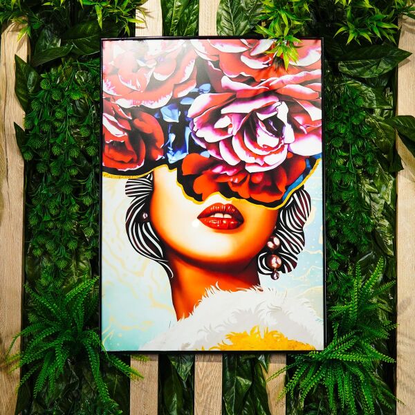 Magic Home Aliyah Yarım Yüz Çiçek Kadın 50 x  70 cm Tablo 053