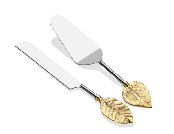 Lamedore Foren Yaprak Desenli Gold 2'li Kek Seti