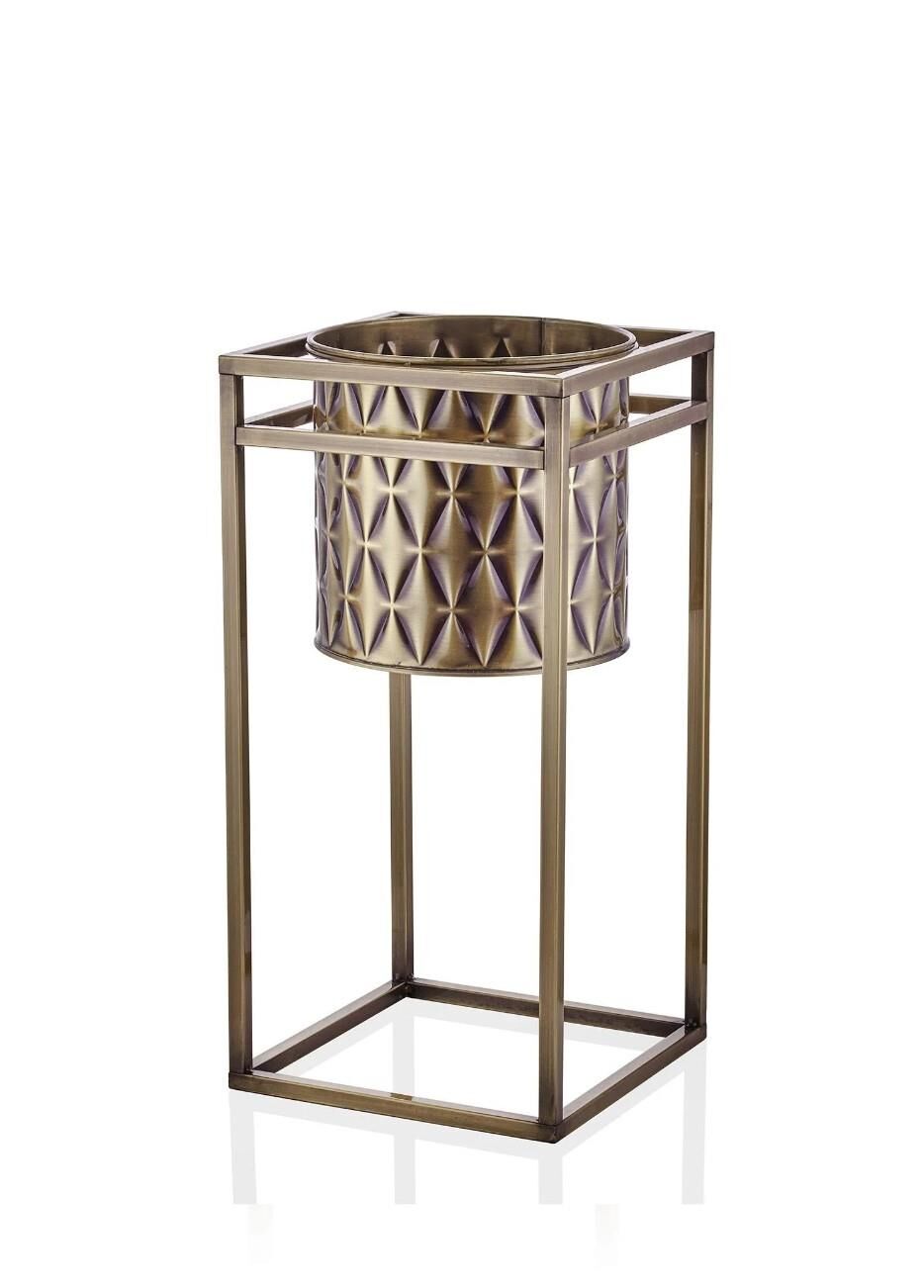 The Mia Prizma Vazo & Saksı Gold Kaplama 60x30x30 cm