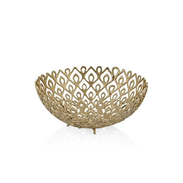 Lamedore Peacock Gold Yuvarlak Küçük Dekoratif Kase 38x38x15 Cm