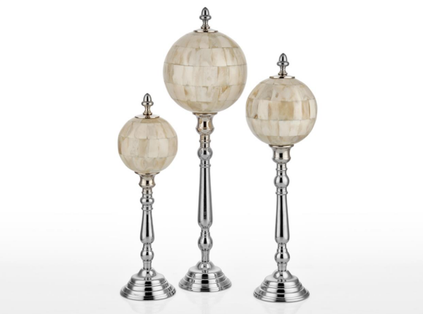 Lamedore Milan Bej Geçişli 3'lü Dekoratif Toplar 51 x 42.5 x 35.5 Cm