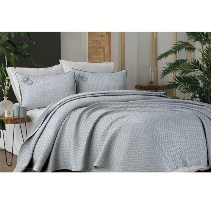 Sarev Belis Yatak Örtüsü Gri Çift Kişilik