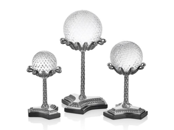 Lamedore Uzun Gövdeli Gümüş Renk Dekoratif 3'lü Toplar 14 x 14 x 32 14 x 14 x 25.5 8.5 x 8.5 x 20 Cm