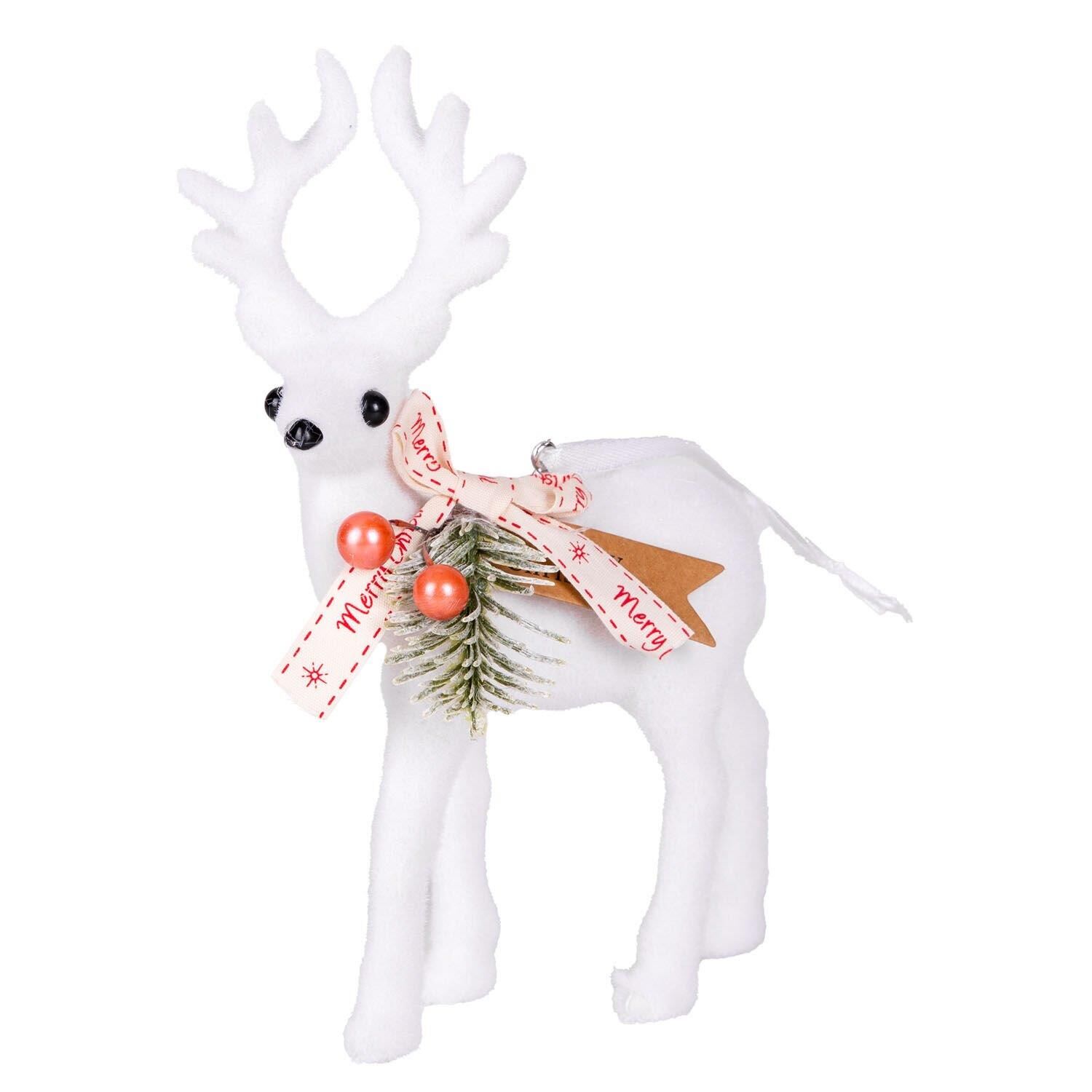 Yılbaşı Ağaç Süsü Geyik Beyaz 15X22 Cm.