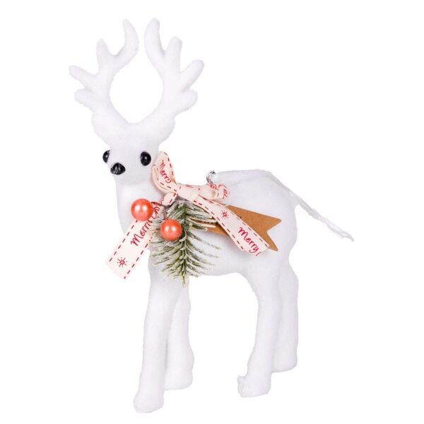 Yılbaşı Ağaç Süsü Geyik Beyaz 15X22 Cm.