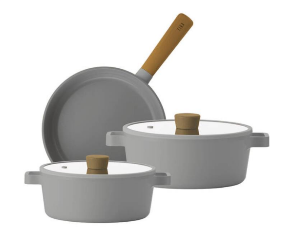 Neoflam D-NEOGS5 Fika 5 Parça Cam Kapaklı Alüminyum Döküm Tencere Seti