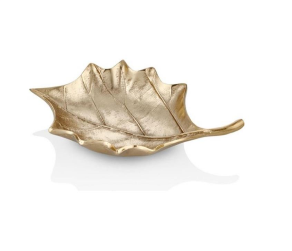 Lamedore Hazar 34 Cm Champagne Gold Yaprak Desenli Dekoratif Tabak