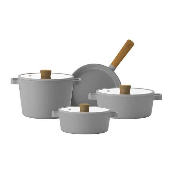 Neoflam D-NEOFS7 Fika Cam Kapaklı Döküm 7 Parça Tencere Seti