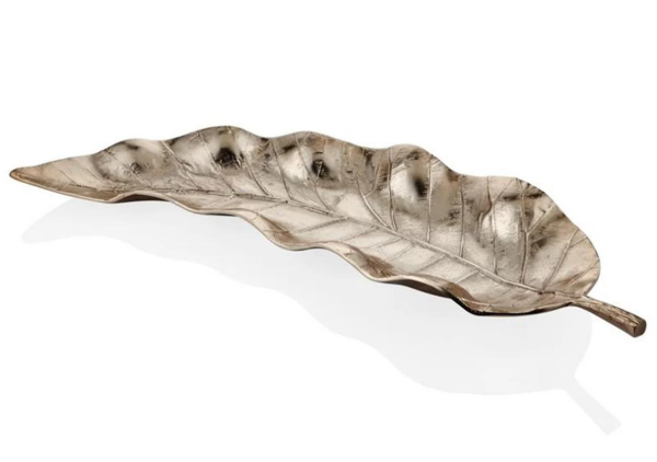 Lamedore Ombra 86 Cm Champagne Gold Uzun Yaprak Desenli Dekoratif Tabak