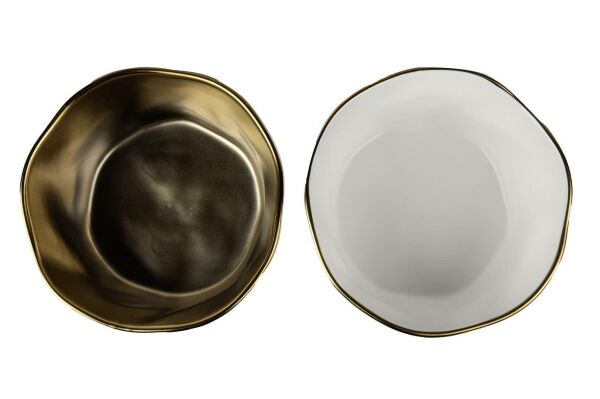 Mikasa Moor Gold ve Beyaz 2'li Porselen Kase 14x8 cm