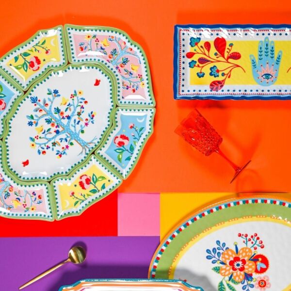 Baci Milano Mamma Mia Ağaç Desenli 7 Parça Meze Tabağı 50cmx60cm