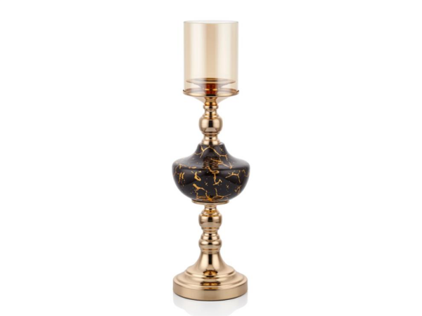 Lamedore Berlin Gövdesi Black Gold Büyük Boy Mumluk 15 x 15 x 49 Cm