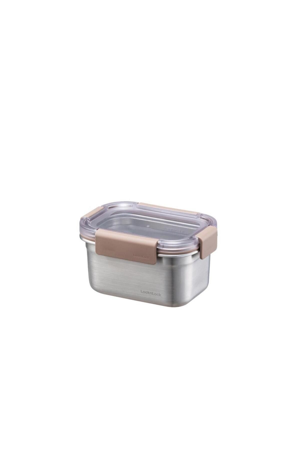 LocknLock Paslanmaz Çelik Fırın & Saklama Kabı Dörtgen Kilitli 520 ml - Kahverengi