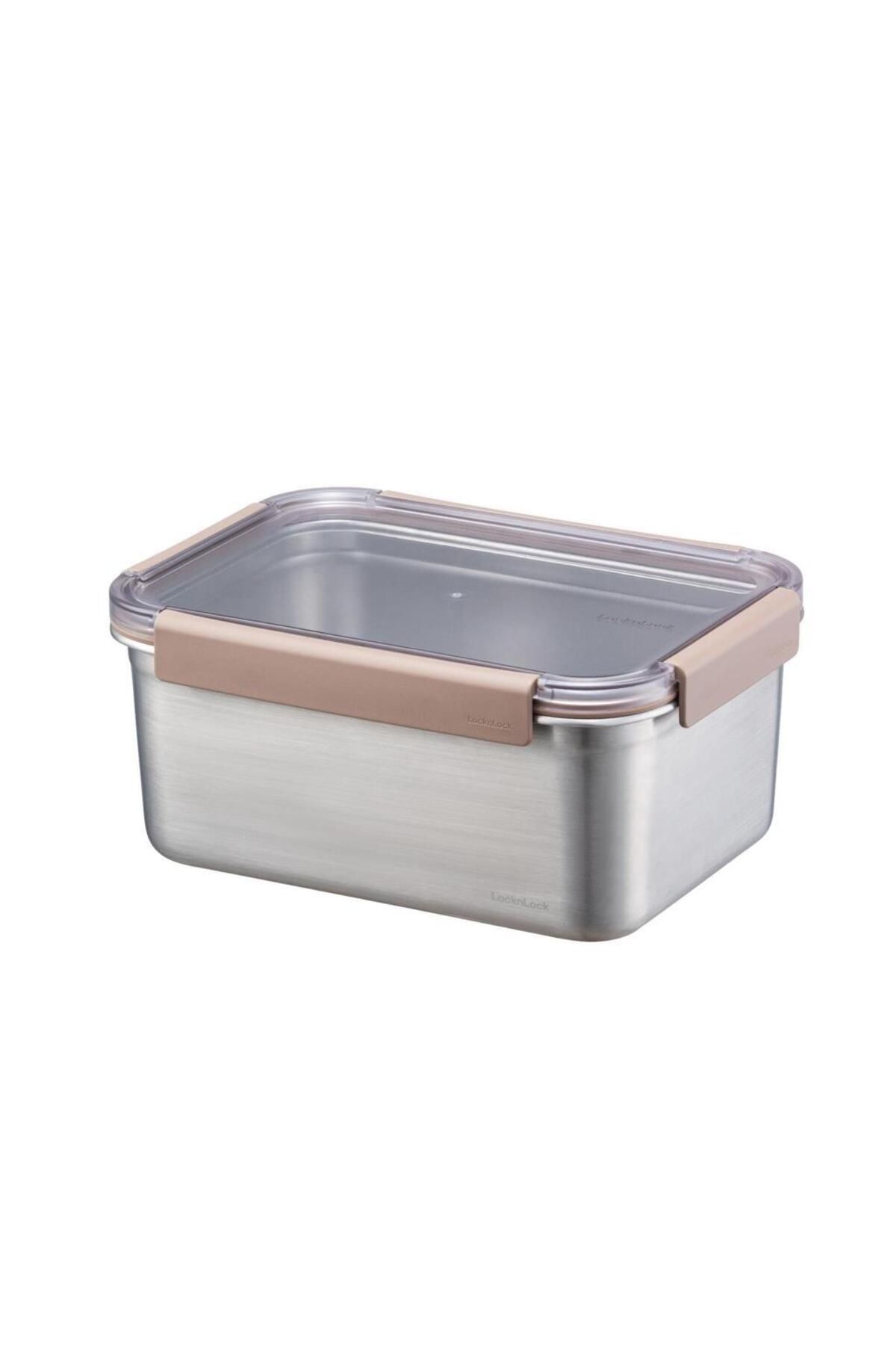 LocknLock Paslanmaz Çelik Fırın & Saklama Kabı Dörtgen Kilitli 2.8 Lt -Kahverengi
