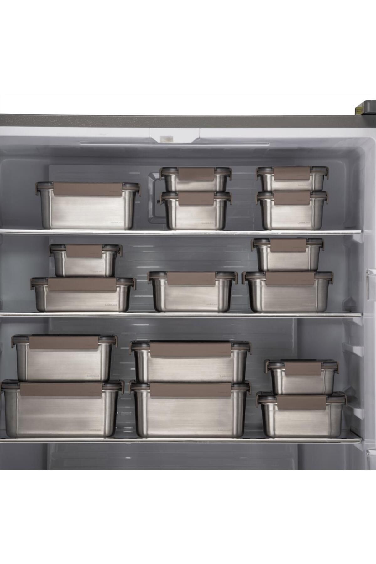 LocknLock Paslanmaz Çelik Fırın & Saklama Kabı Dörtgen Kilitli 2.8 Lt -Kahverengi