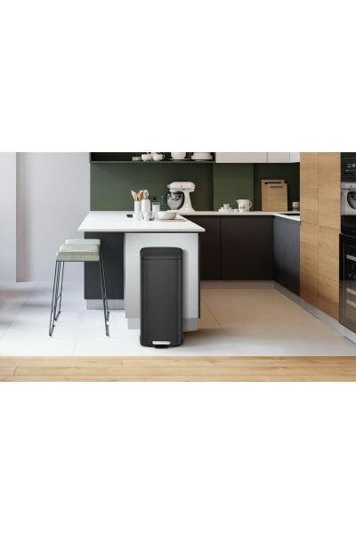 LuckyArt 30L+6L Eko Kare Pedallı Siyah Çöp Kovası