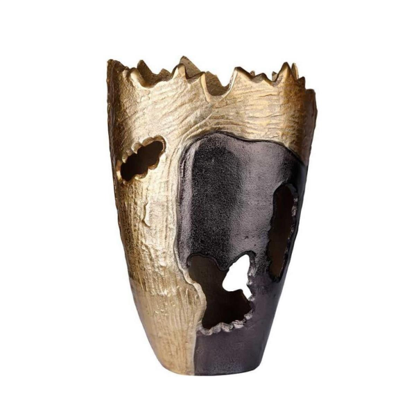 Lucky Art Bakır/Bronz Modern Büyük Vazo 41x28x17.5 cm