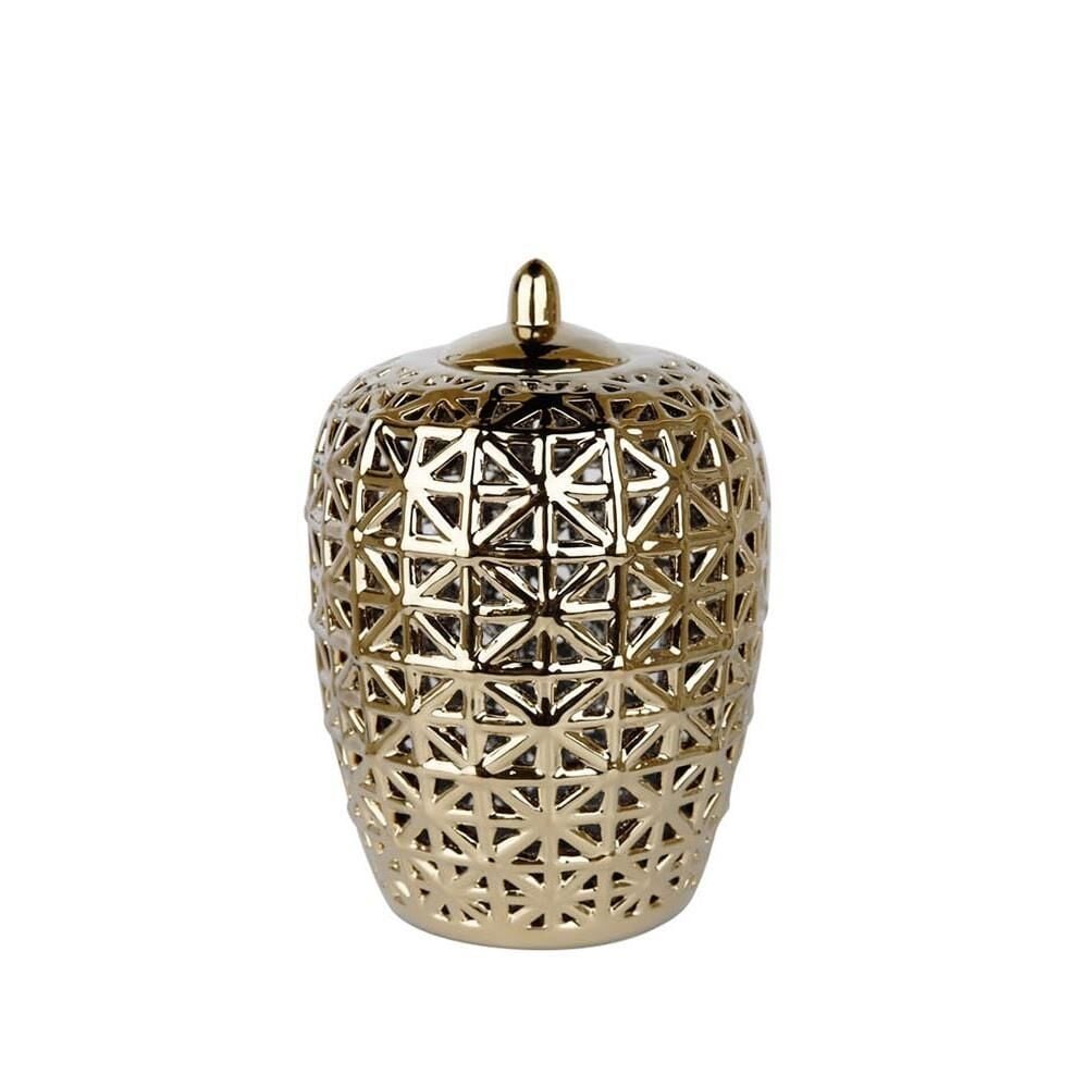Lucky Art Gold Dantel Kapaklı Vazo 33 cm