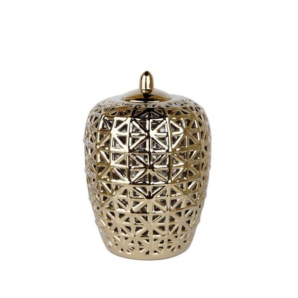 Lucky Art Gold Dantel Kapaklı Vazo 33 cm