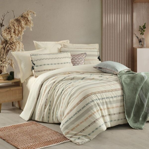 Sarev Mood Comfort Della Nevresim Takımı Çift Kişilik 4 Yastık Ekru