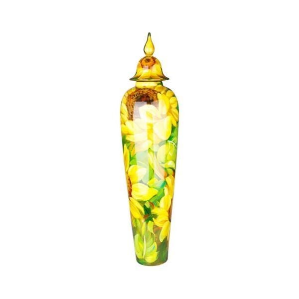 Lucky Art Ayçiçek Desen Kapaklı Vazo 77 cm