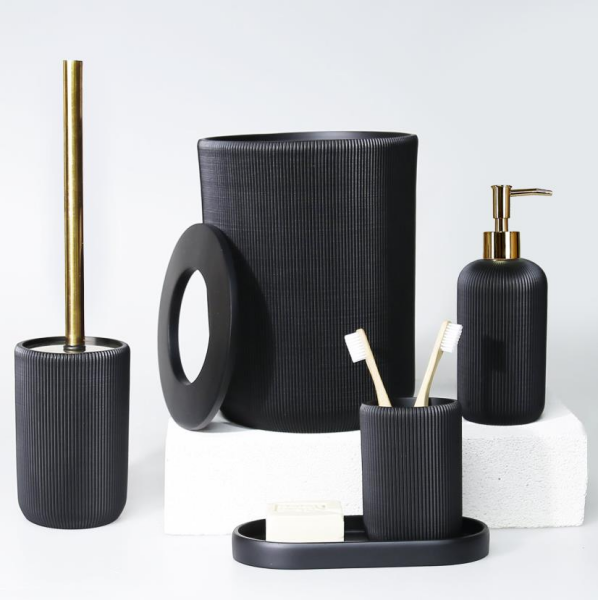 Selim Dekor Rising Banyo Seti Siyah