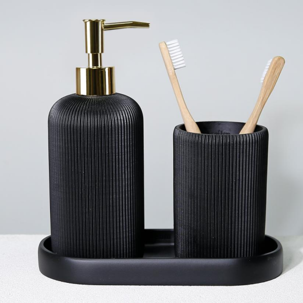 Selim Dekor Rising Banyo Seti Siyah