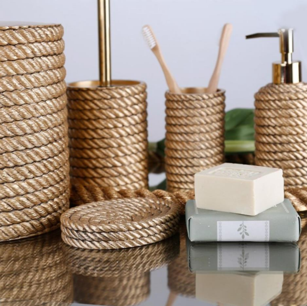 Selim Dekor Rope Banyo Seti Altın