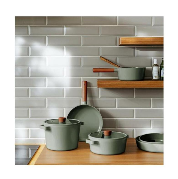 Neoflam Fika Cam Kapaklı Alüminyum Döküm Tencere 22 cm Gri