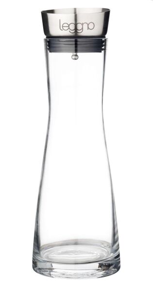 Leggno Vetro Cam Sürahi 1 Lt Çelik Başlık