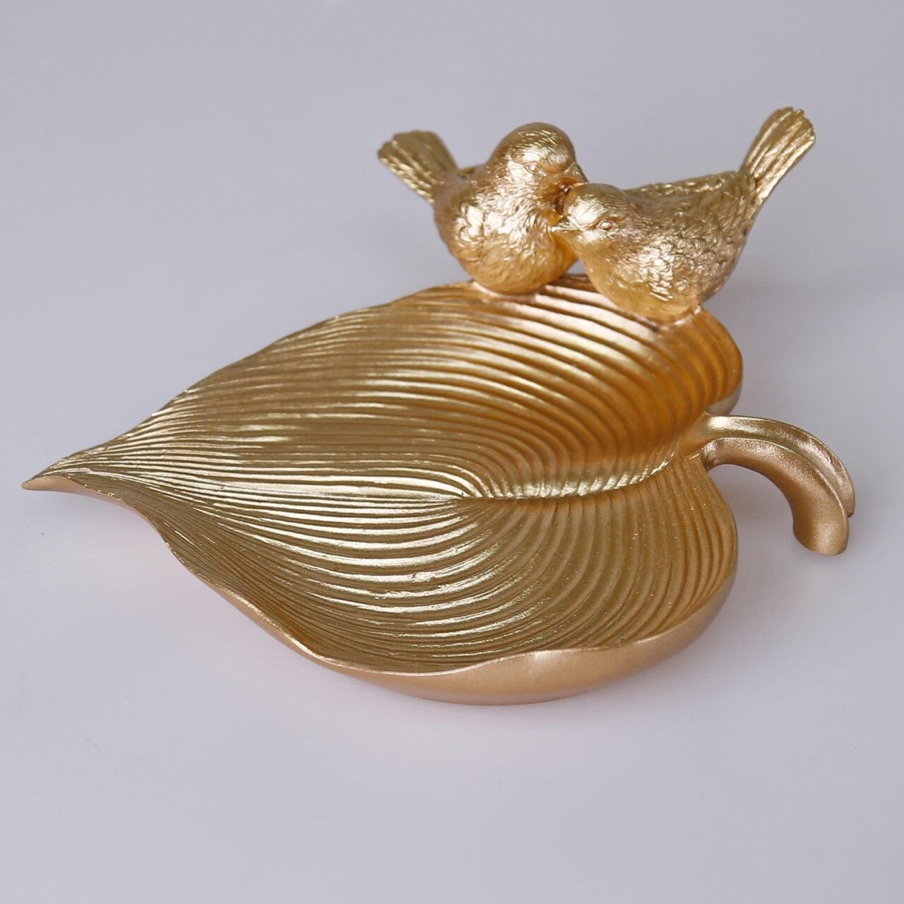 Selim Dekor Kuşlu Tabak Altın