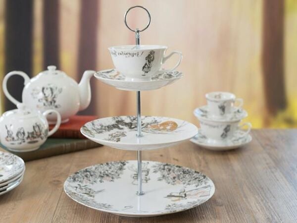 Mikasa x V&A Alice In Wonderland Porselen 3 Katlı Kek, Pasta Standı