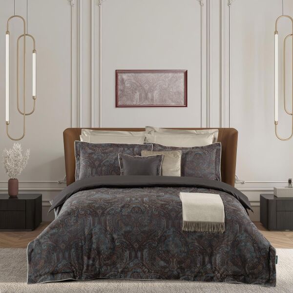 Sarev Magnes Saten Nevresim Takımı Çift Kişilik 4Yastık-Mocha